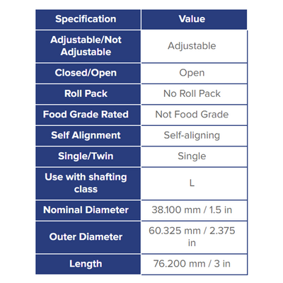 SSU20OPN THOMSON BALL BUSHING<BR>SSU SERIES 1 1/4" OPEN LINEAR BEARING SELF ALIGNING ADJUSTABLE 2350 LBF